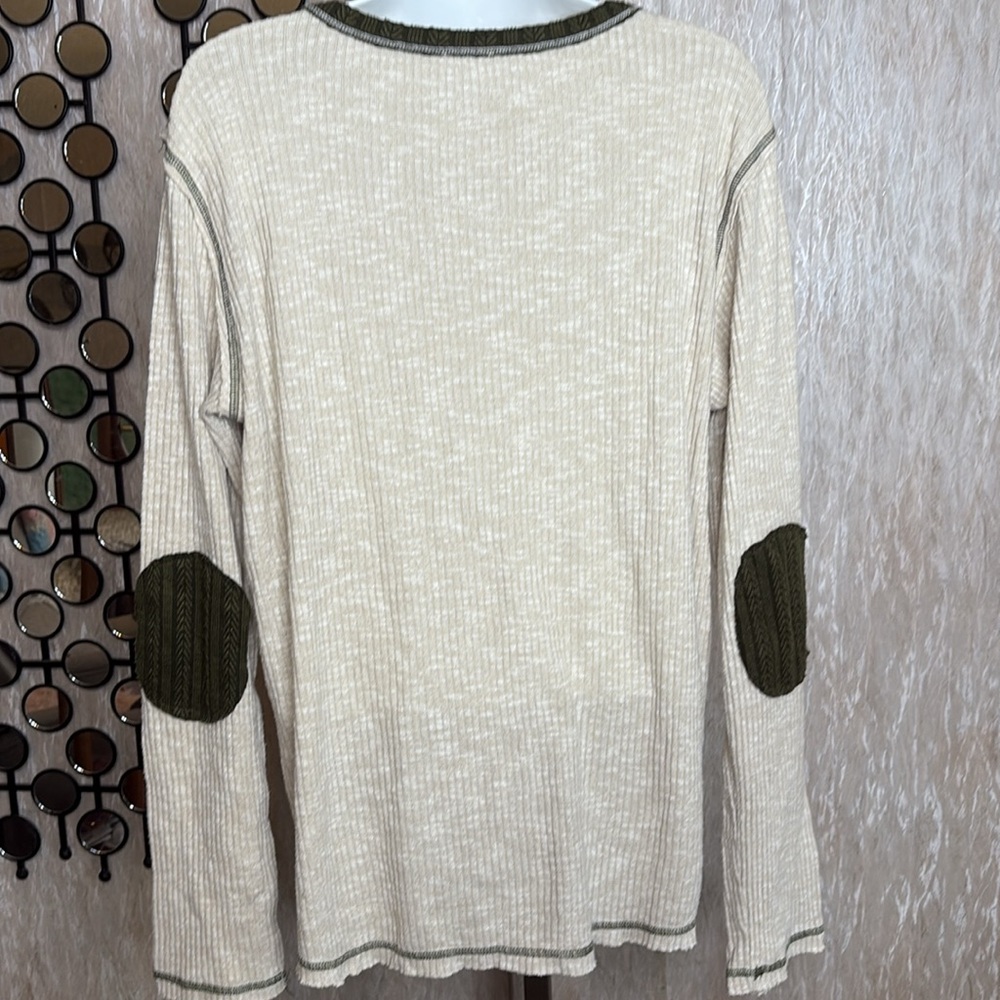 Hem & Thread Cream and Olive Long Sleeve knit top - Picture 5 of 8
